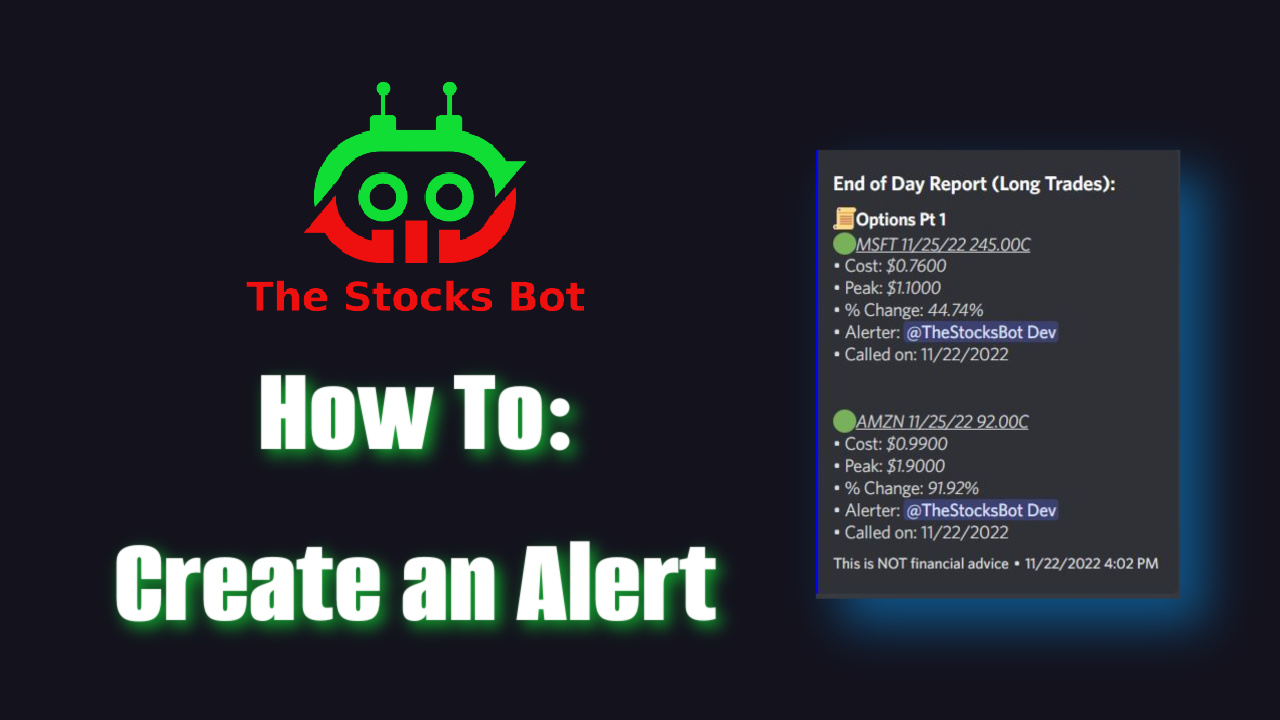 How to manage an alert in discord with The Stocks Bot